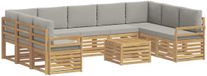 vidaXL Ensemble de canapés d'extérieur 10 pièces Blanc et Gris clair Polyester