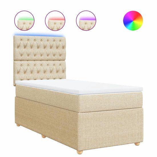 VidaXL Boxspring met matras Crème Stof 80x200 cm