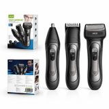 MY2 TEC Icecat 3-in-1 elektrische haarknipper, scheerapparaat en neushaartrimmer, oplaadbare baardverzorgingsset voor mannen, multifunctioneel apparaat voor knippen en scheren.