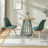 en.casa Eetkamerstoelen Fläten set van 4 stuks corduroy donkergroen en naturel
