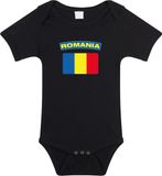 Bellatio Decorations Romania baby rompertje met vlag zwart jongens en meisjes - Kraamcadeau - Babykleding - Roemenie landen romper 56