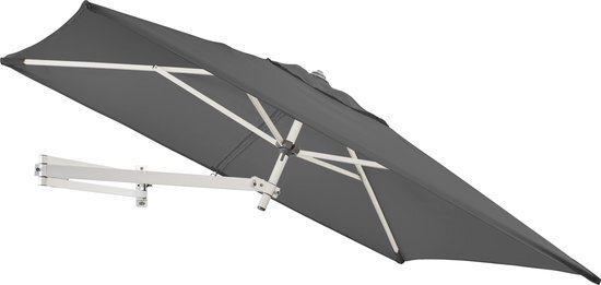 Acaza Easysol Rechthoekige Muurparasol - 200 x 140 cm - Parasol voor Muur of Wand - Grijs