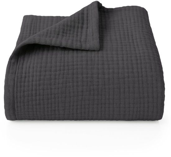 Blumtal Mousseline Deken 150x200 cm, Lichte sprei van 100% katoen, Bedsprei & Banksprei, OEKO-TEX gecertificeerd, Antraciet