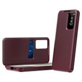 Samsung Étui à rabat Galaxy S26 Ultra Smart Clear View avec fente pour carte - Vin Rouge