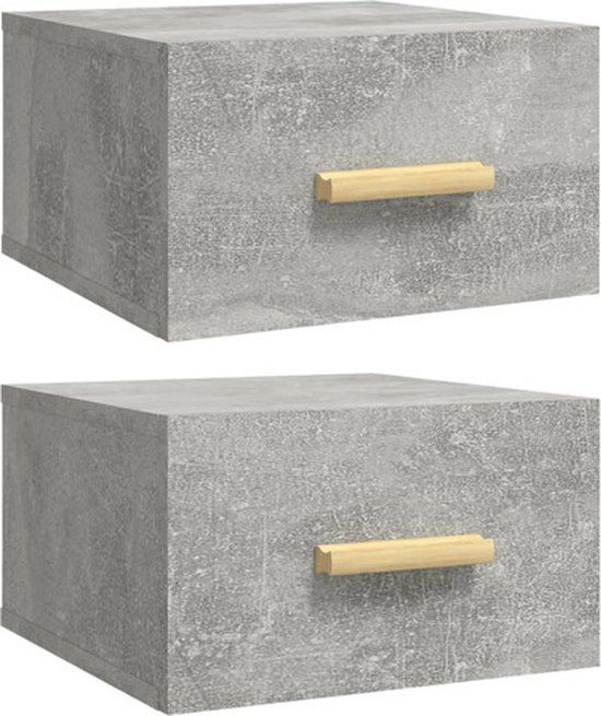 VidaXL Nachtkastjes 2 stuks wandgemonteerd 35x35x20 cm betongrijs