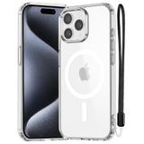 NEW'C Magnetische hoesje voor iPhone 15 Pro (6,1 inch) compatibel met MagSafe Ultieme Schokbestendigheid – Dunne Hoes met Koord – Krachtige Magneten en Militaire Bescherming – Transparant