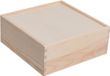 Merkloos / Sans marque Wan GmbH Houten opbergdoos - Sieradenkistje Bewaardoos - Knutselen en Decoreren - Schuifdeksel Ontwerp - 20x20x8 cm - Houtkleur
