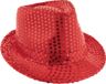 Funny Fashion Trilby hoedje - Rood - Glitter - Pailletten - Polyester - Unisex - Carnaval