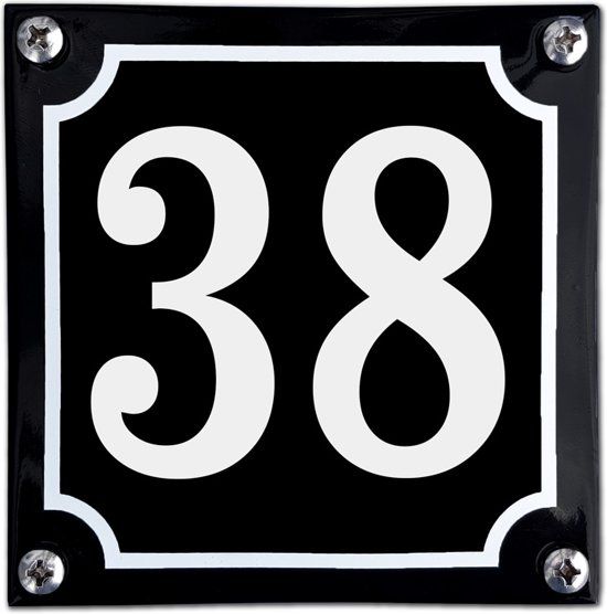 EmailleDesign® Zwart emaille huisnummer - 38