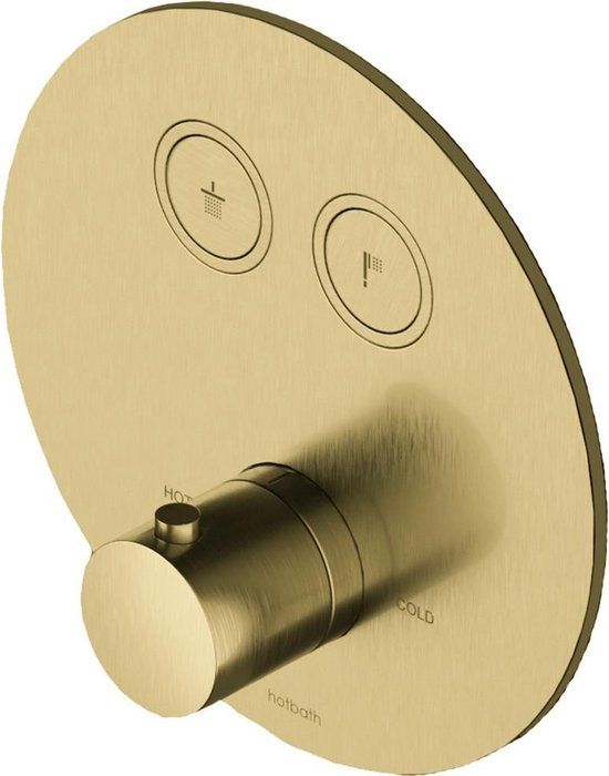Hotbath Cobber Inbouw Douchethermostaat - Geborsteld Messing PVD - 2 Pushbuttons