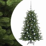 vidaXL Sapin de Noël artificiel avec boule de Noël 150 cm 150 LED Blanc chaud