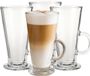 Excellent Houseware Koffie glas - Latte macchiato - 4x stuks - met oor - 270 ml - transparant