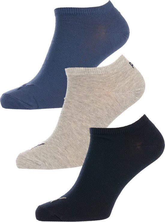 PUMA 3-pack Sokken Invisible Navy Blauw / Grijs Melange / Blauw 43-46