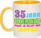 Bellatio Decorations Mok 35 jaar - geel - dikke pech dus - 300 ml - keramiek