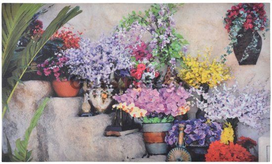 Deurmat trap met bloemen - 7433647244279