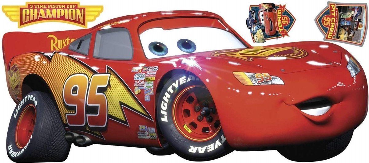 RoomMates muurstickers Lightning McQueen vinyl 4 stuks - Multicolor