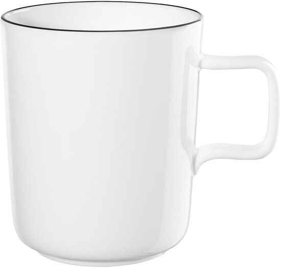 ASA Selection Mok met oor oco ligne noir, Fine Bone China, glanzend wit, 350 ml