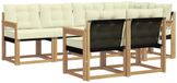 vidaXL Loungehoekbank 7 zitplaatsen Blanc et crème Acacia bois