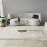 Hanah Home Elegante koffietafel met getemperde glazen top, 85 x 67 x 40 cm, gouden metalen poten, demonteerd design, stijlvol en modern, voor woonkamerdecoratie