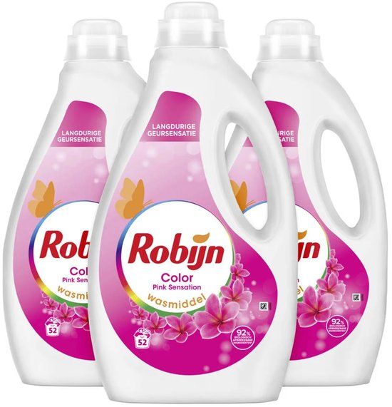 Robijn Wasmiddel Vloeibaar Pink Sensation 3 x 52 Wasbeurten