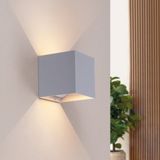Ledvion - USB Oplaadbare Wandlamp met Sensor – 4400 mAh – Grijs – Draadloos – IP44 – Binnen & Buiten – Warm Wit Licht