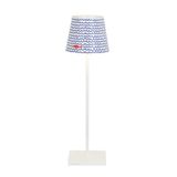 Zafferano Poldina Pro Lamp met Kap, Snoerloze en Oplaadbare Tafellamp met Touch Control, Buitenlamp, Dimmer, 2200-3000 K, Hoogte 38 cm, Kleur Wit - Blauwe Zee