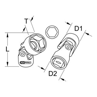 KS Tools KS Tools 3/8" CLASSIC inbus met scharnier, 12mm Aantal:1