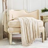 CREVENT Home Decor Rustiek Bank Stoel Bed Hoesdeken, Zacht Warm Gezellig Licht Gewicht voor Reizen, Cadeau voor Kerstmis(127cmX152cm Beige/Ivory)