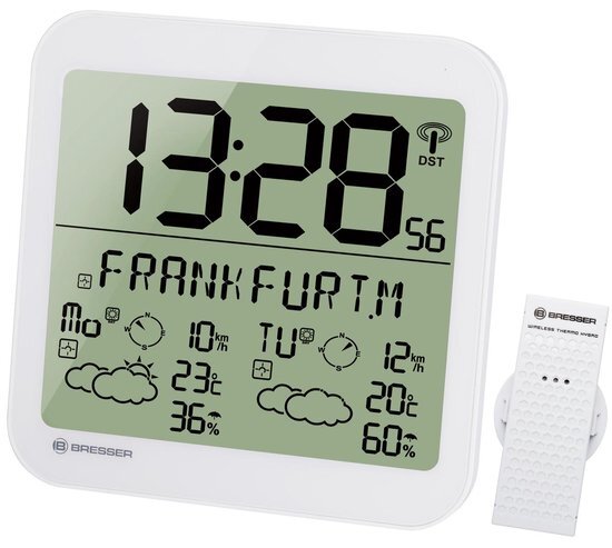 Bresser MyTime Meteotime LCD weerstation-wandklok wit