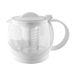 Café Olé Shut Off Theepot, wit, 1200 ml / 4-6 kopjes, helder glazen lichaam, plastic behuizing, theepot met infuser, zeef voor losse thee, vaatwasmachinebestendig