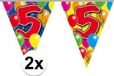 Folat Vlaggenlijn 5 jaar - 2x - 10 m - plastic - leeftijd versiering - 5e verjaardag