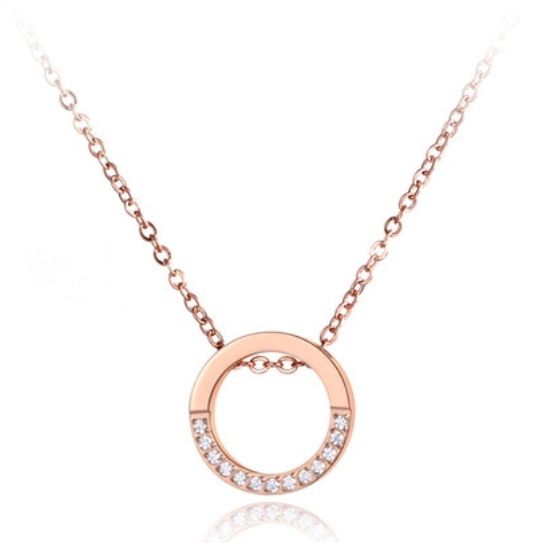 Cilla Jewels Dames ketting Edelstaal Rose Zircon Circle