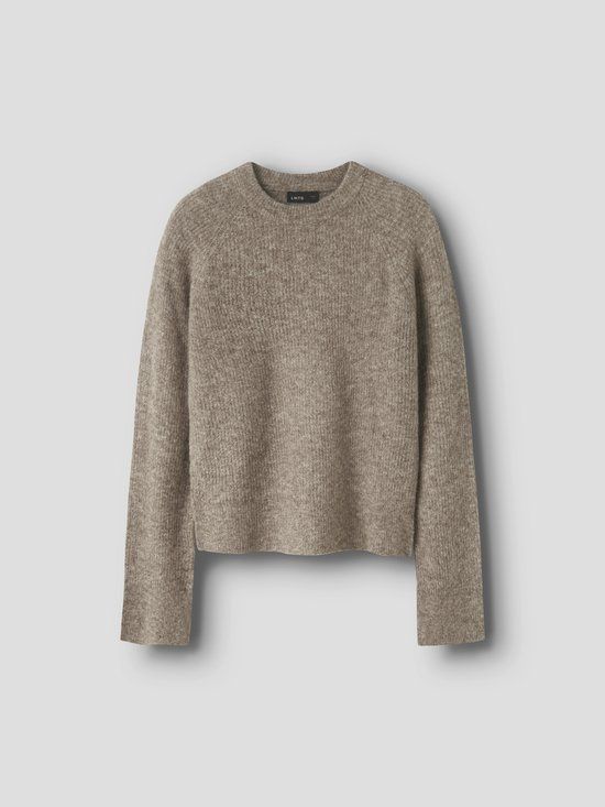 Lmtd NAME IT - NLFKLEAVE LS SHORT KNIT NOOS - Meisjes - Truien - Acryl - Ronde hals - Lange mouw - Kort - Mocha Meringue