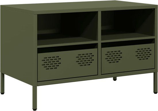 vidaXL Tv-meubel 68x39x43,5 cm koudgewalst staal olijfgroen