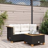 vidaXL Tuinhoekbanken met kussens 2 st poly rattan zwart