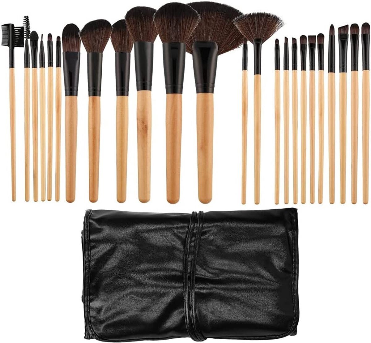 Tools For Beauty Makeup Brush Wooden & Black 24pcs Set