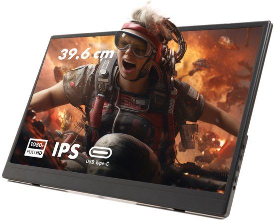 Pora&Co 15.6" Portable Monitor - Full HD, IPS, HDMI & USB-C - Black
