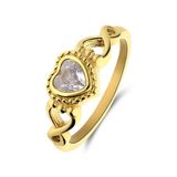 Lucardi Dames Stalen goldplated vintage ring met hart wit
