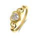 Lucardi Dames Stalen goldplated vintage ring met hart wit