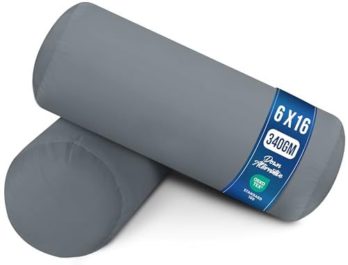 Utopia Bedding Bolster Kussen, Rond Steunkussen, Cilinder Kussen, Perfect voor reis (2, Grijs, 15x40 cm)