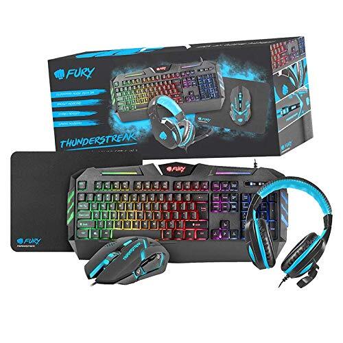 Fury Gaming Thunderstreak, 4-in-1, toetsenbord, hoofdtelefoon, muis, muismat