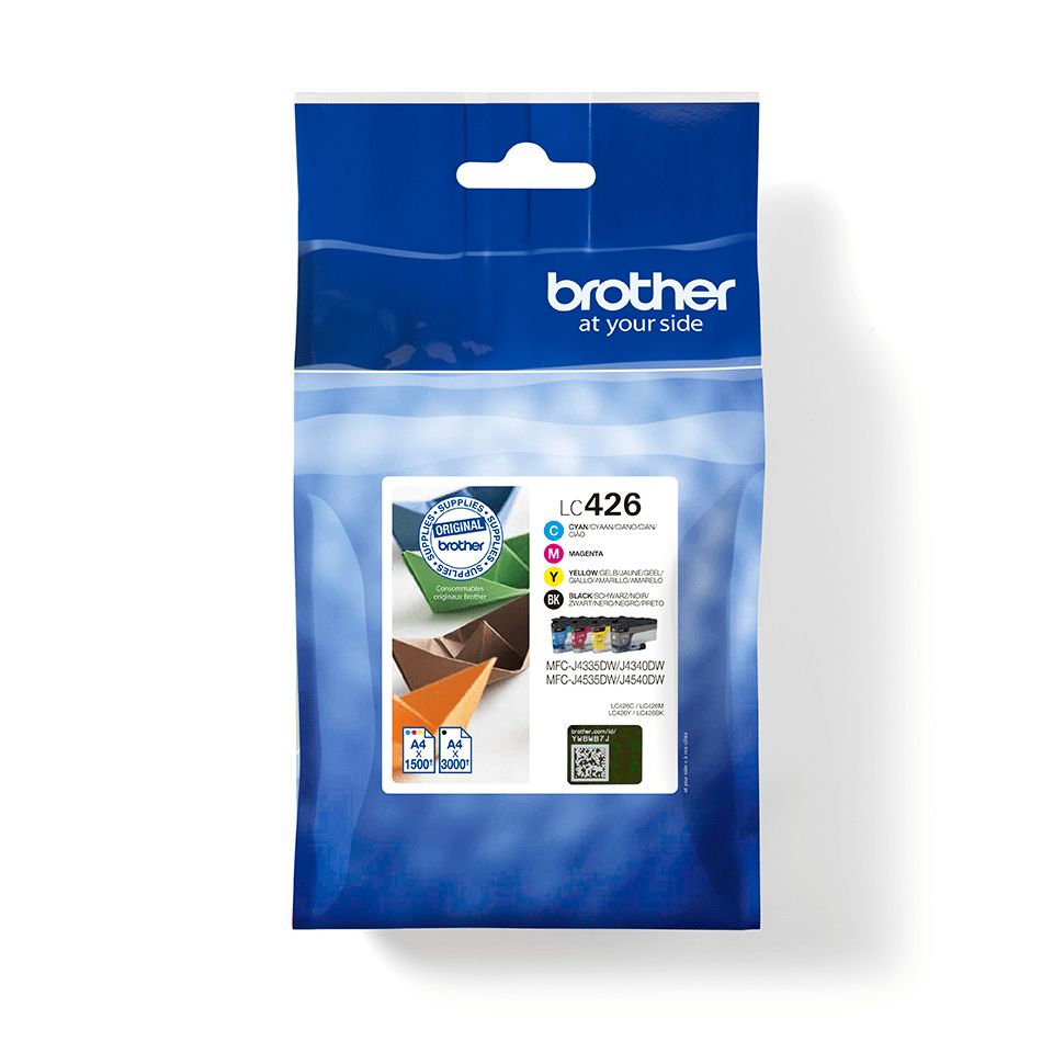 Brother LC-426VAL Ink Cartridge - 4 Pack - Black, Cyan, Magenta, Yellow - Original