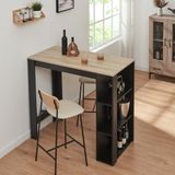 en.casa Table de bar Danderyd avec 3 étagères 120x60x105,5 cm noir et couleur chêne