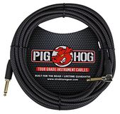 Pig Hog - PCH20BKR PC-H20BKR rechtshoekige 1/4" tot 1/4" zwarte geweven gitaarinstrumentkabel, 20 voet