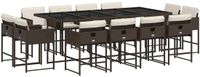 vidaXL 13-delige Tuinset met Kussens, Poly Rattan, Bruin