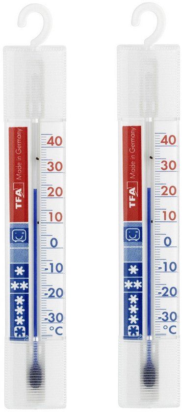 TFA Dostmann koelkast en vriezerthermometer - set van 2x - wit - kunststof - analoog