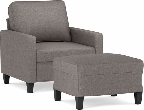 vidaXL Fauteuil met voetenbank 60 cm stof taupe