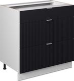 Vicco Fame-Line Keukenonderkast – 80 cm met 3 laden, zonder werkblad Zwart gestreept