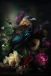 Alexsar Art schilderij Glas art raven floral 120x80cm