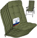 Beautissu Flair HL Set de coussins 6x dossier haut 120x50x8 cm vert olive – Coussin de chaise de jardin